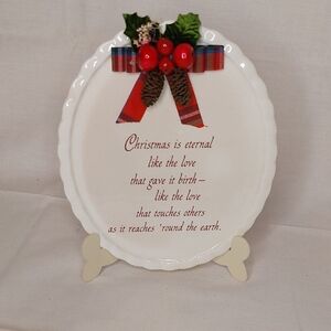 Festive Holiday Decor Plate with Red and Green Accents
